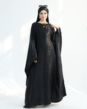 Satin Batwing Black Butterfly Abaya Dress