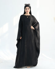 Satin Batwing Black Butterfly Abaya Dress