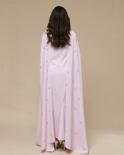 Luxury Pearl & Diamond Maxi Cape Dress