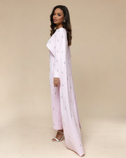 Luxury Pearl & Diamond Maxi Cape Dress
