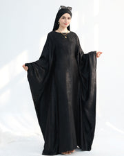 Satin Batwing Black Butterfly Abaya Dress