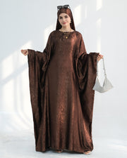 Satin Batwing Black Butterfly Abaya with Hijab