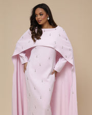 Luxury Pearl & Diamond Maxi Cape Dress