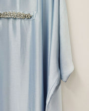 Elegant Satin Maxi Butterfly Abaya Crystal-Embellished Modest Dress