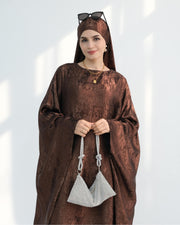 Satin Batwing Black Butterfly Abaya with Hijab