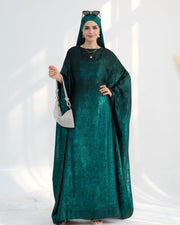 Satin Batwing Dark Green Butterfly Abaya with Hijab