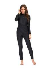 Solid Modest Burkini Swimwear 3-Piece Set – Oceana