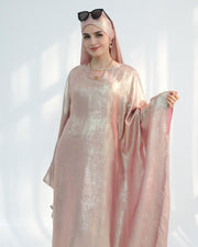 Satin Batwing Pink Butterfly Abaya with Hijab