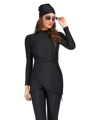 Solid Modest Burkini Swimwear 3-Piece Set – Oceana