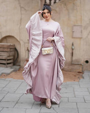 Upgraded Butterfly Abaya Dress with Pleated Floral Ruffle Sleeves