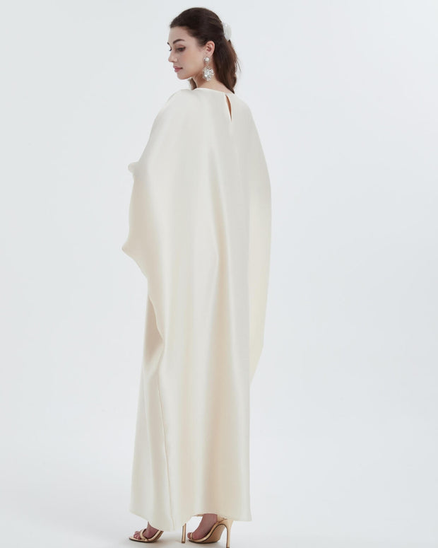 Elegant Satin Maxi Butterfly Abaya Crystal-Embellished Modest Dress