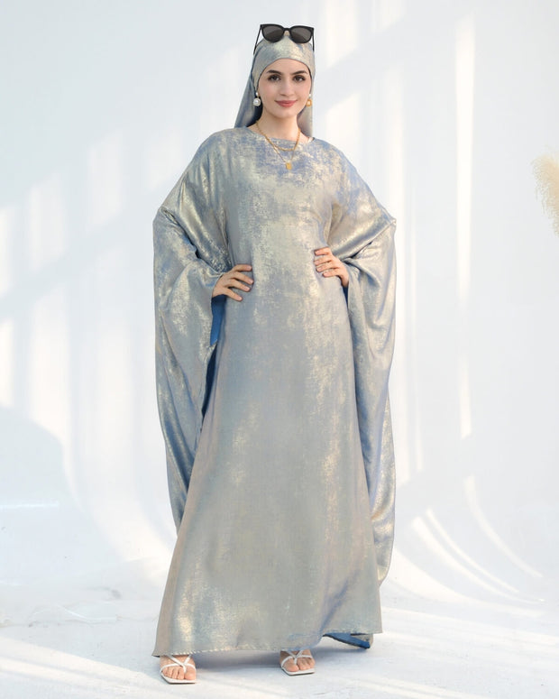 Satin Batwing Coffee Butterfly Abaya with Hijab