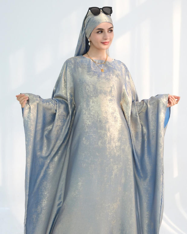 Satin Batwing Coffee Butterfly Abaya with Hijab