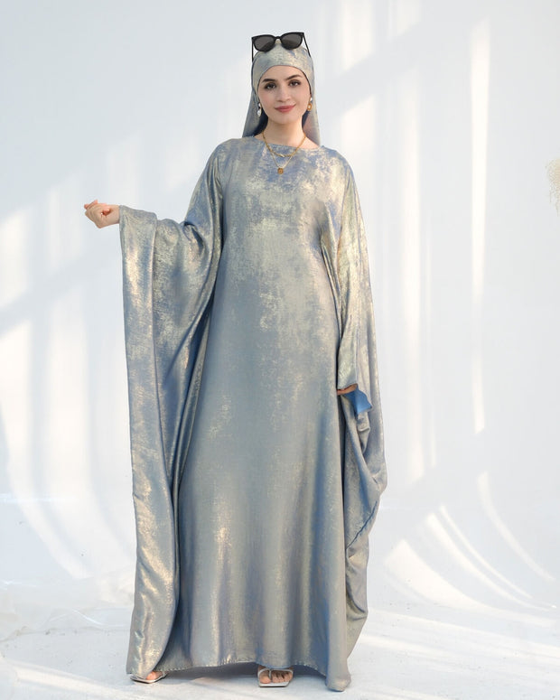 Satin Batwing Coffee Butterfly Abaya with Hijab