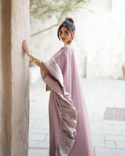 Upgraded Butterfly Abaya Dress with Pleated Floral Ruffle Sleeves