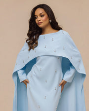 Luxury Pearl & Diamond Maxi Cape Dress
