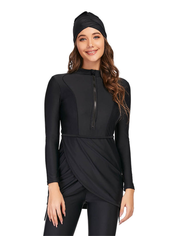 Solid Modest Burkini Swimwear 3-Piece Set – Oceana