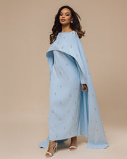Luxury Pearl & Diamond Maxi Cape Dress