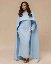 Luxury Pearl & Diamond Maxi Cape Dress