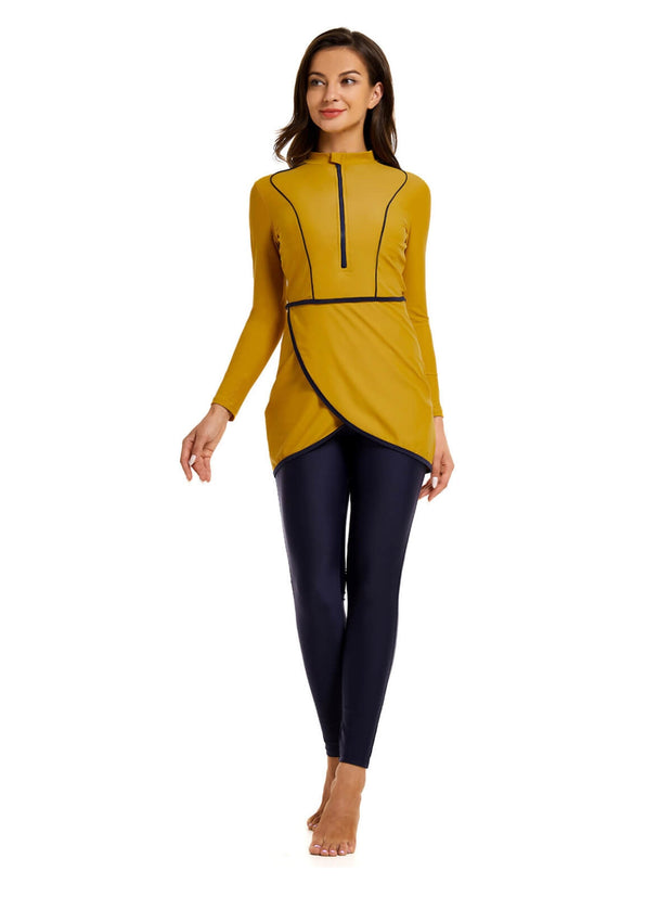 Solid Modest Burkini Swimwear 3-Piece Set – Oceana