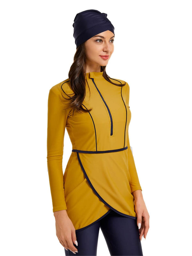 Solid Modest Burkini Swimwear 3-Piece Set – Oceana