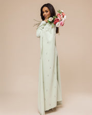 Luxury Pearl & Diamond Maxi Cape Dress