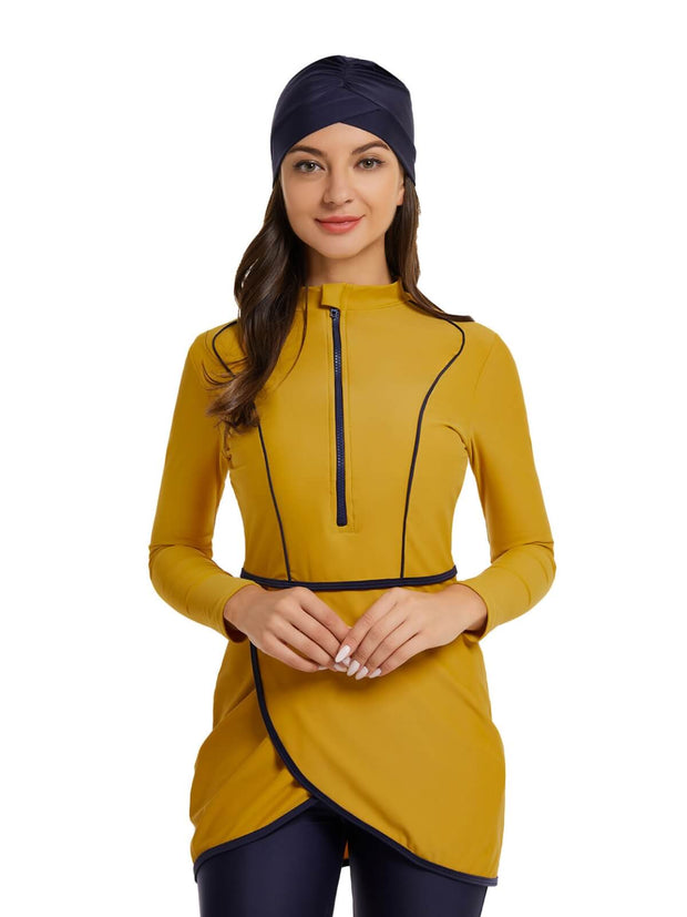 Solid Modest Burkini Swimwear 3-Piece Set – Oceana