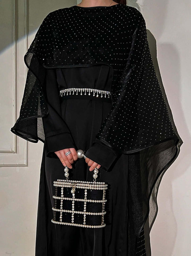 Simple Starry Cape Abaya for Women 2-Piece Set
