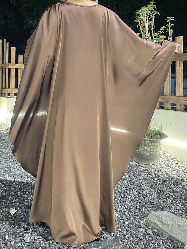 Elegant Satin Cape Abaya 2-Piece Set
