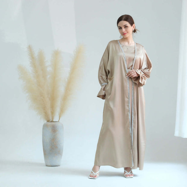 Lightweight Satin Abaya 2-Piece Set