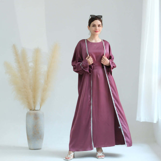 Lightweight Satin Abaya 2-Piece Set