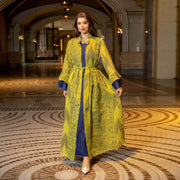 Breathable Soft Abaya Dress 3-Piece Set With Ruffle Sleeve & Stand Collar