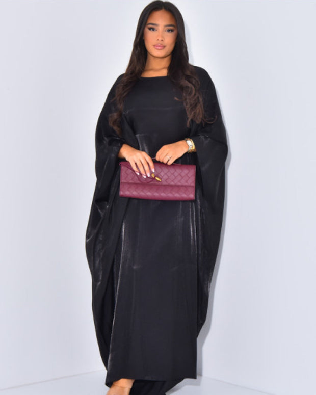Solid Black Maxi Butterfly Abaya Dress