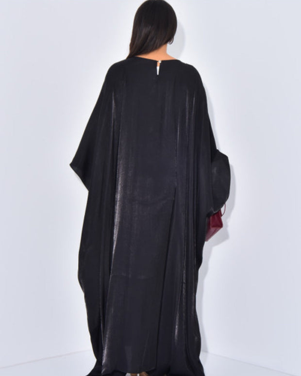 Solid Black Maxi Butterfly Abaya Dress