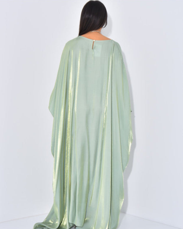 Solid Light Green Maxi Butterfly Abaya Dress