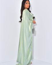 Solid Light Green Maxi Butterfly Abaya Dress