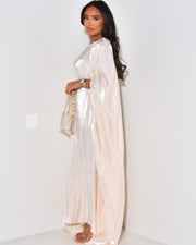 Solid Apricot Maxi Butterfly Abaya Dress