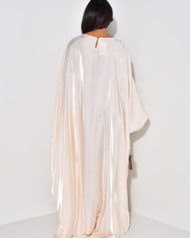 Solid Apricot Maxi Butterfly Abaya Dress