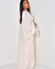 Solid Apricot Maxi Butterfly Abaya Dress