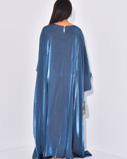Solid Dark Blue Maxi Butterfly Abaya Dress