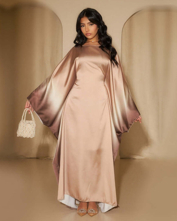 Printed Bodycon Part Butterfly Abaya
