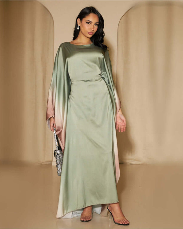 Printed Bodycon Part Butterfly Abaya