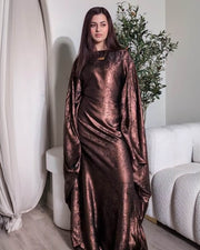 Satin Batwing Black Butterfly Abaya with Hijab