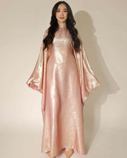 Satin Batwing Pink Butterfly Abaya with Hijab