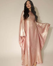 Satin Batwing Pink Butterfly Abaya with Hijab