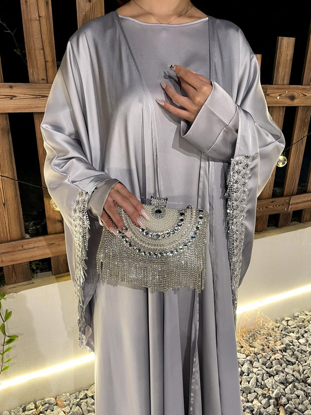 Satin Abaya Set 2 Pieces Inner Dress
