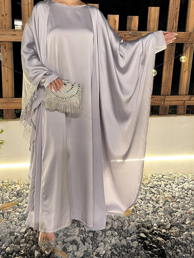 Satin Abaya Set 2 Pieces Inner Dress