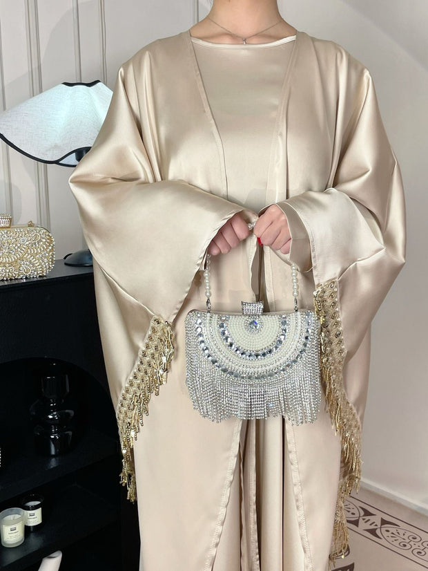 Satin Abaya Set 2 Pieces Inner Dress