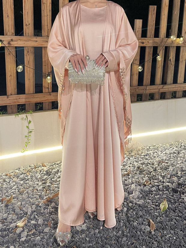 Satin Abaya Set 2 Pieces Inner Dress