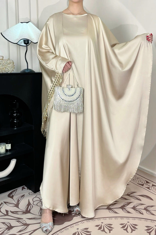 Satin Abaya Set 2 Pieces Inner Dress